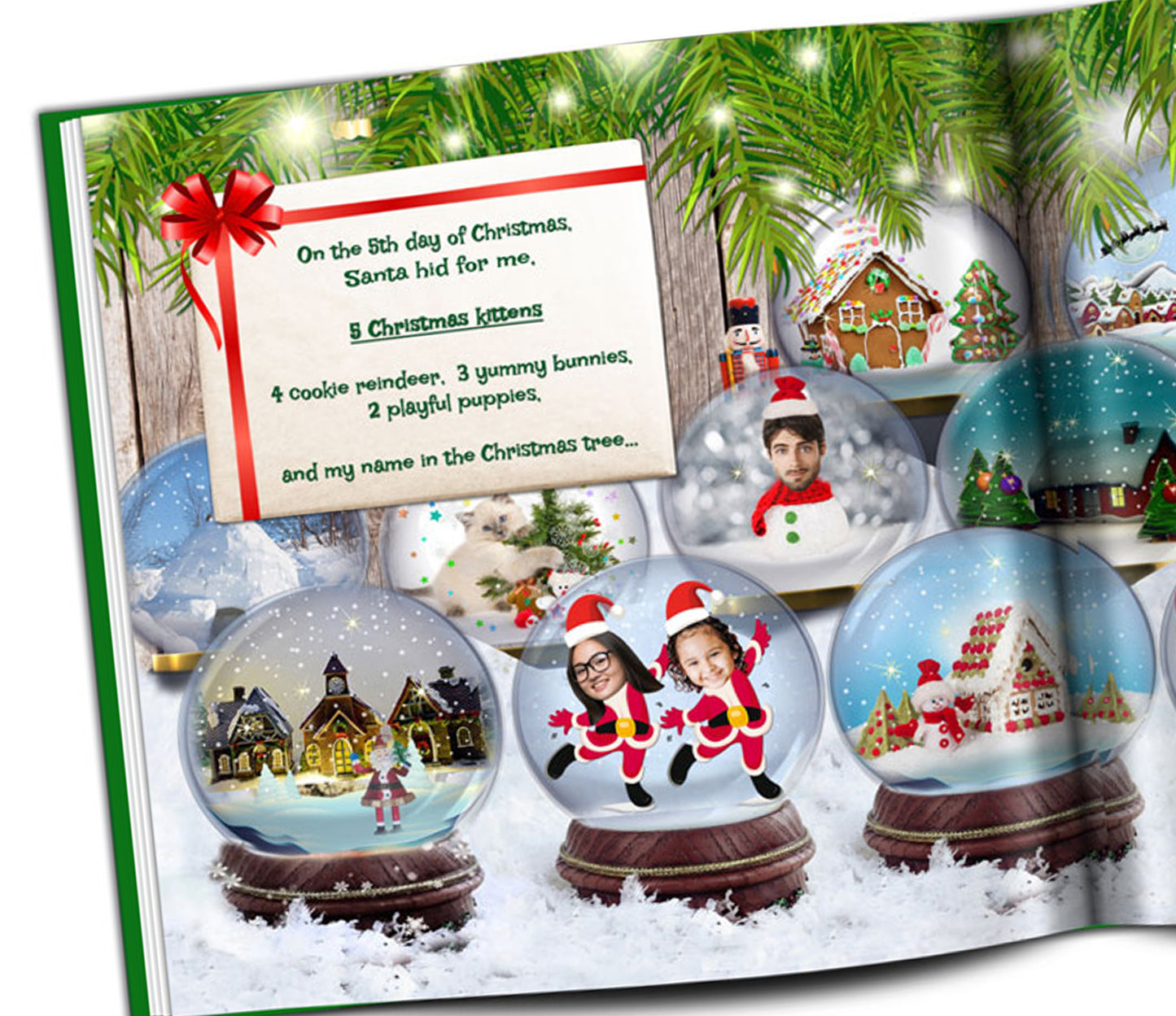 Personalized Christmas Book with multiple characters with Photos and Names and pet photo