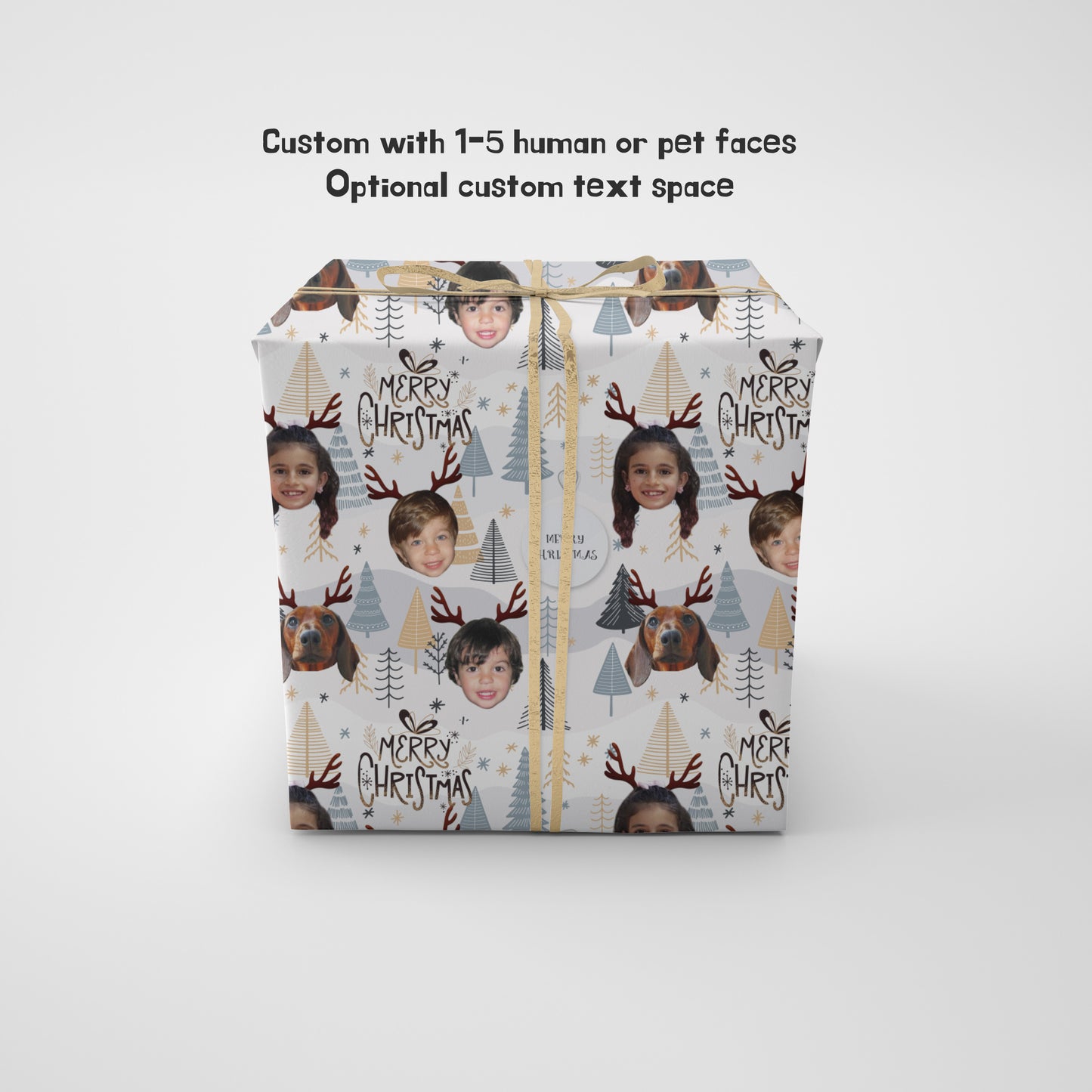 Personalized Family Christmas Gift Wrap - Custom Face wrapping paper, photo gift wrap with multiple faces