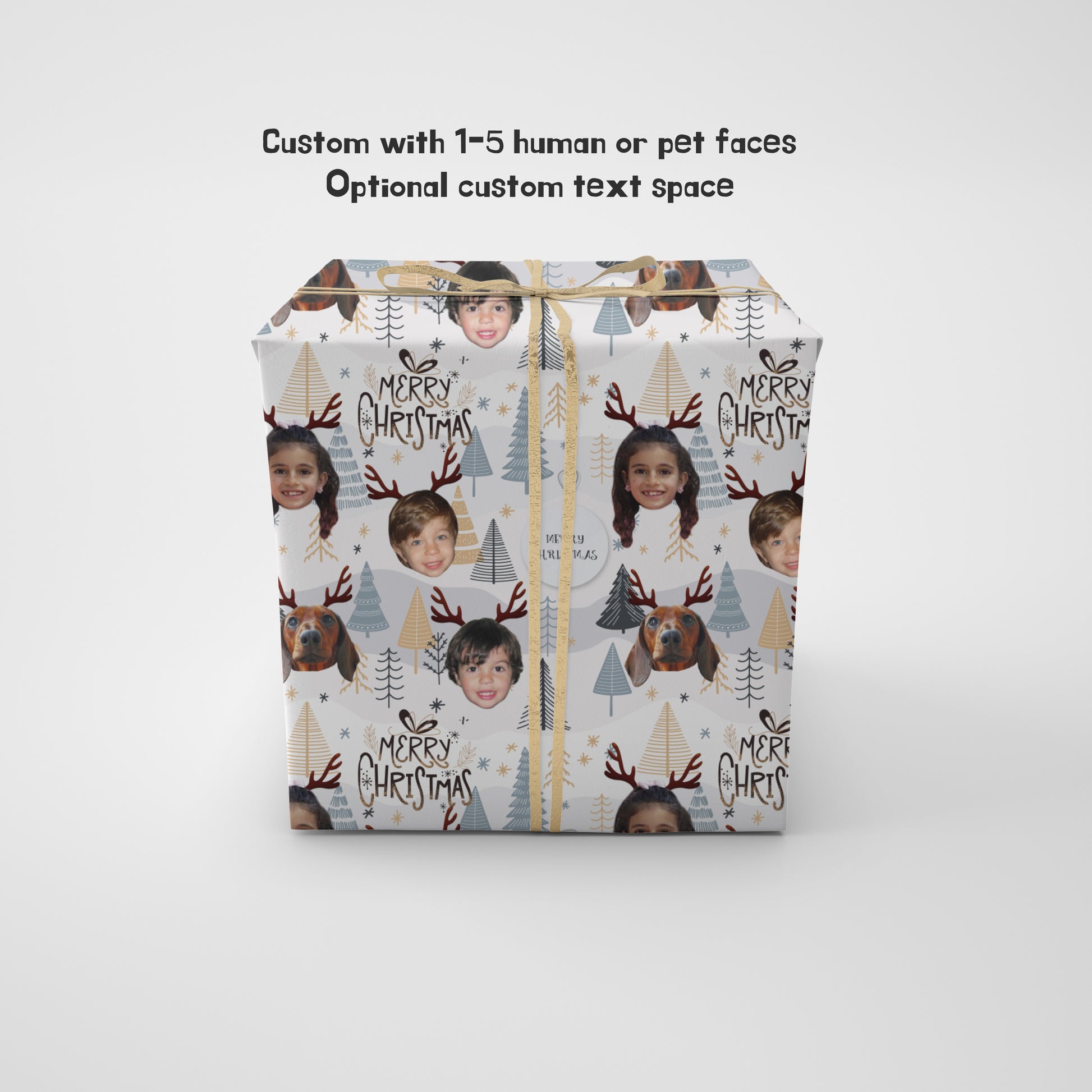 Personalized Family Christmas Gift Wrap - Custom Face wrapping paper, photo gift wrap with multiple faces