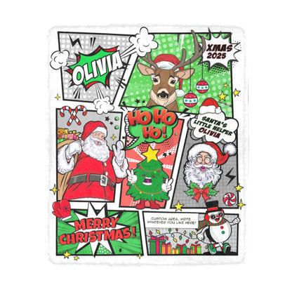Christmas-themed personalized blanket for kids