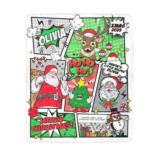 Christmas-themed personalized blanket for kids