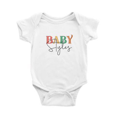 baby onesie with colorful text custom made