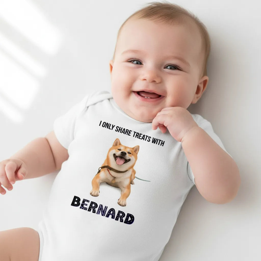 custom baby onesie with pets photo, custom baby gift