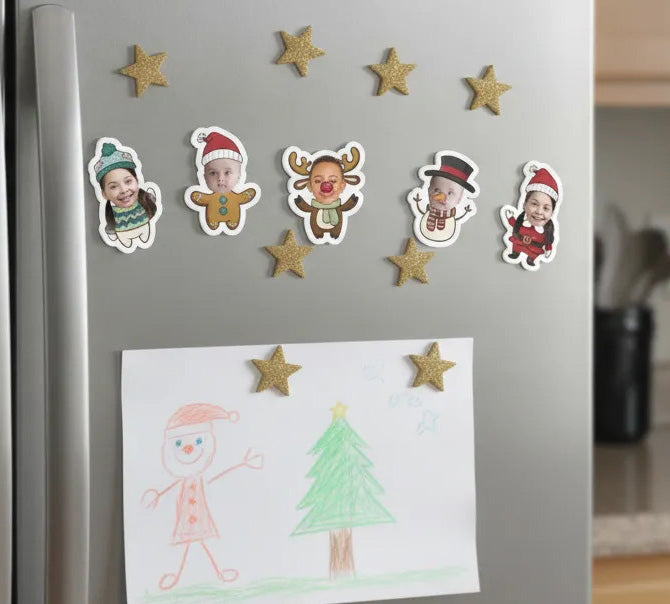 Christmas holiday cupcake toppers featuring kids photo for DIY holiday decorations
