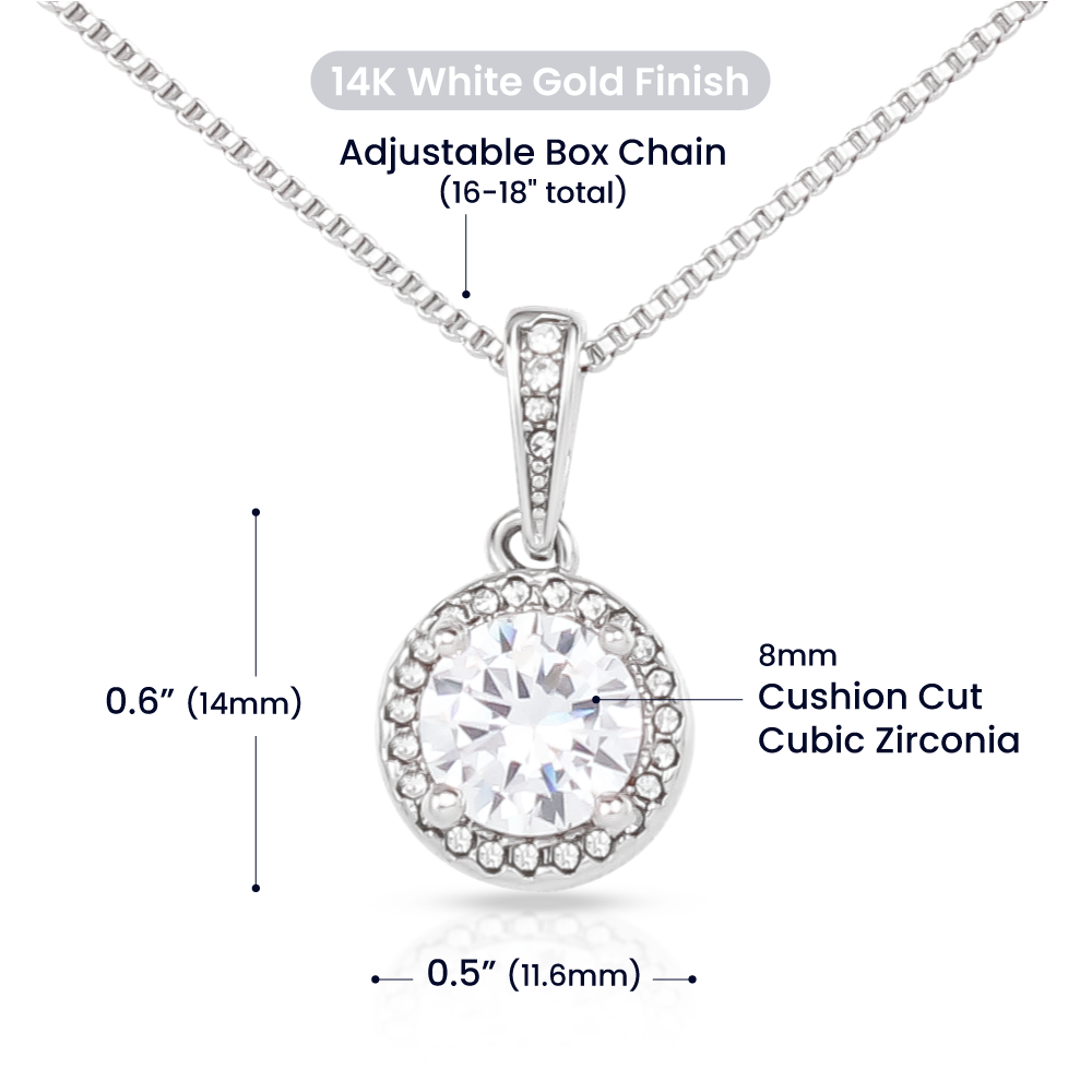 Silver necklace with a cushion cut cubic zirconia pendant gift for her