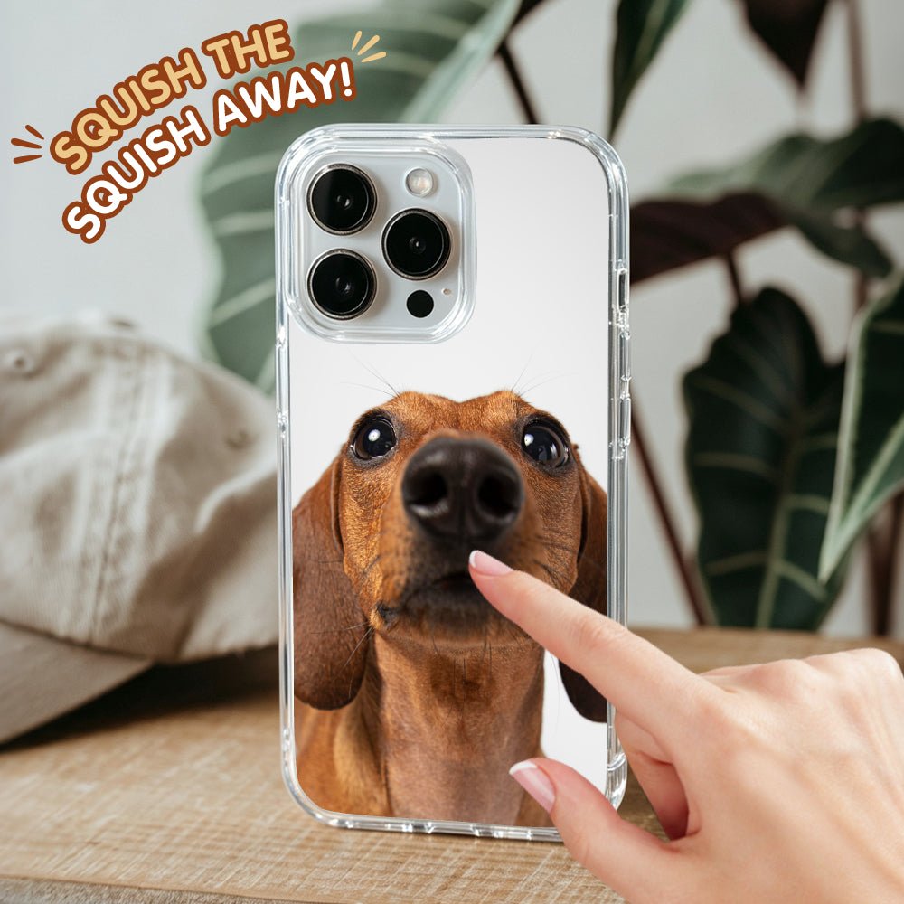 Personalized dog photo phone case with 3D squishy dog nose