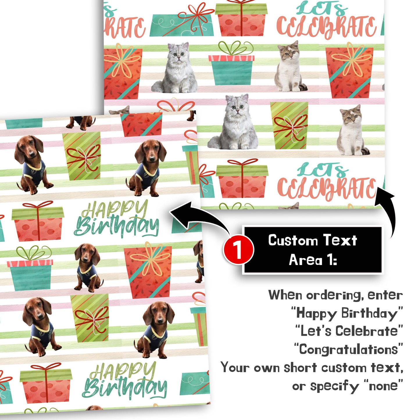personalized wrapping paper with your pet faces and photos 