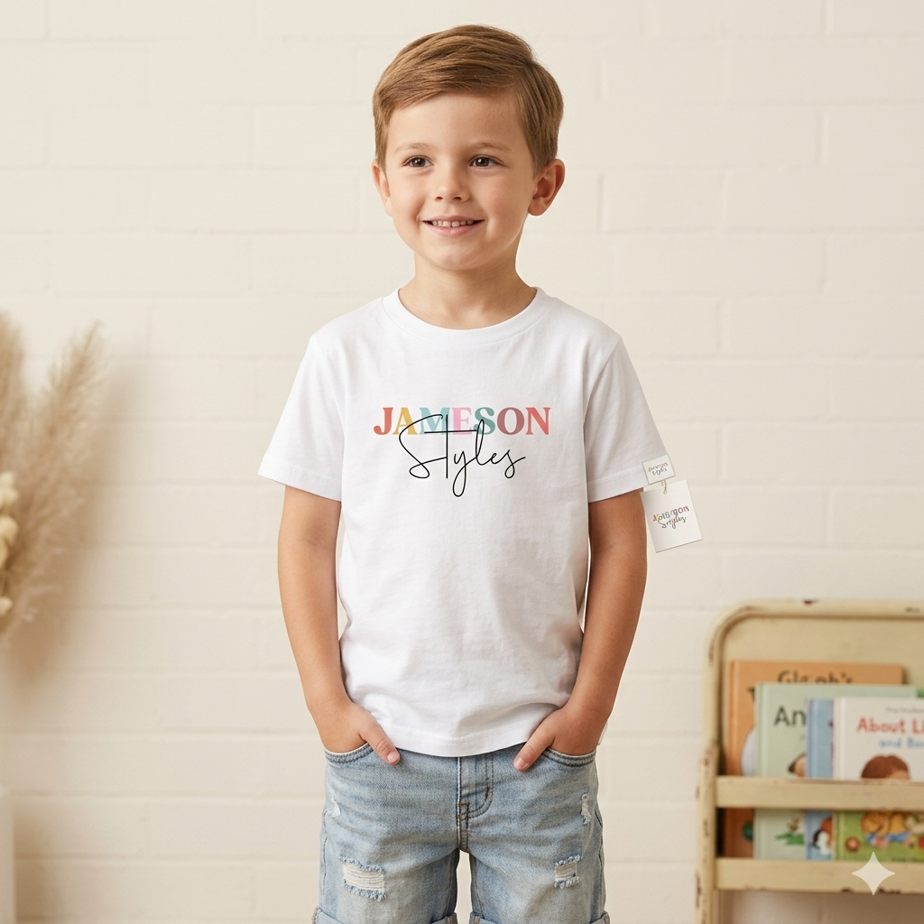 custom colorful name tshirt for kids