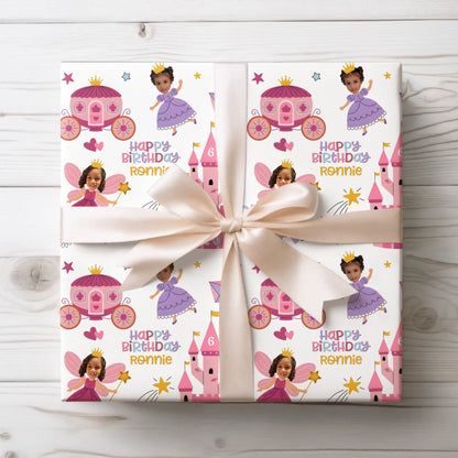 Princess Photo Gift Wrap - Personalized Birthday princess wrapping paper with your photo