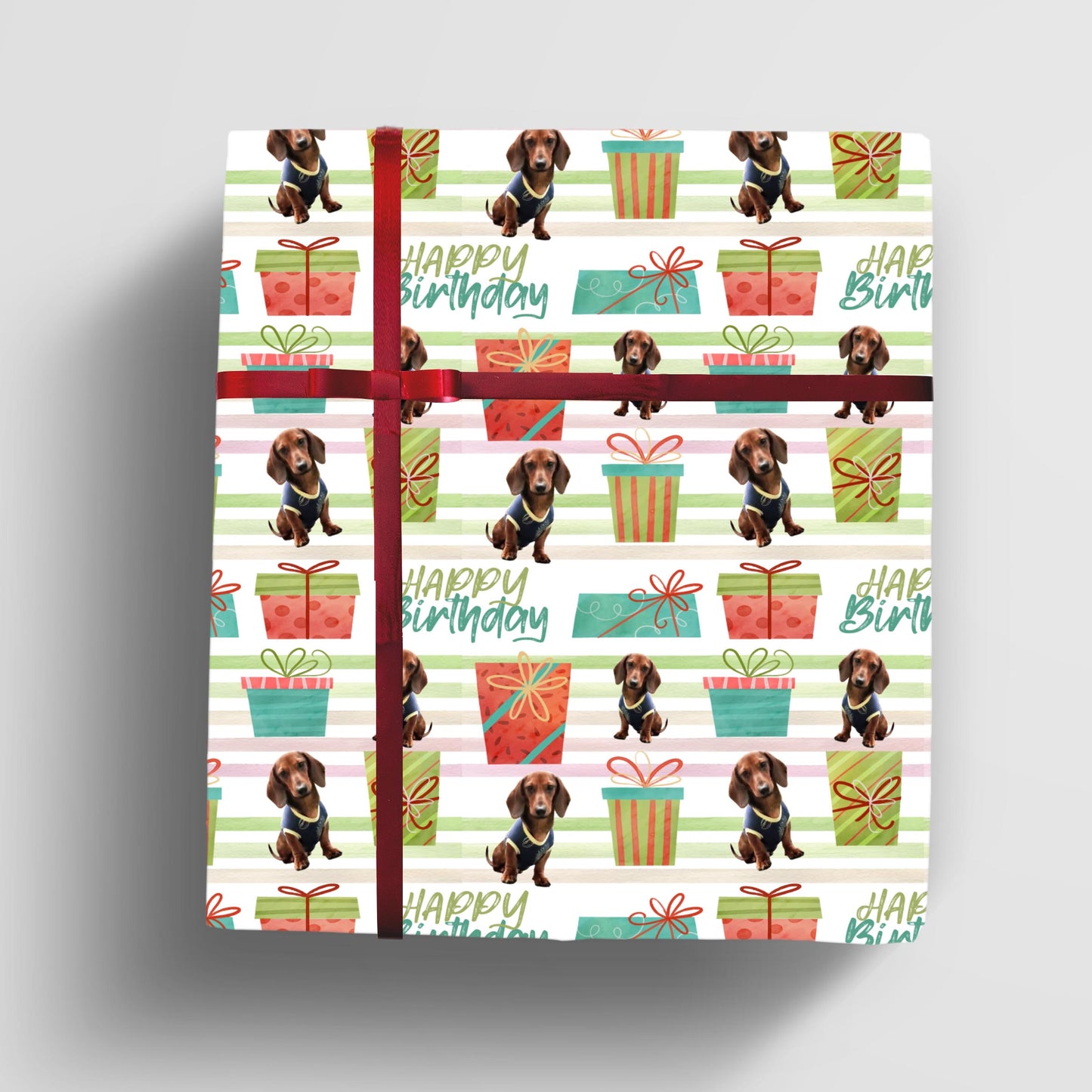 birthday gift wrapping paper personalized with photo of your pet