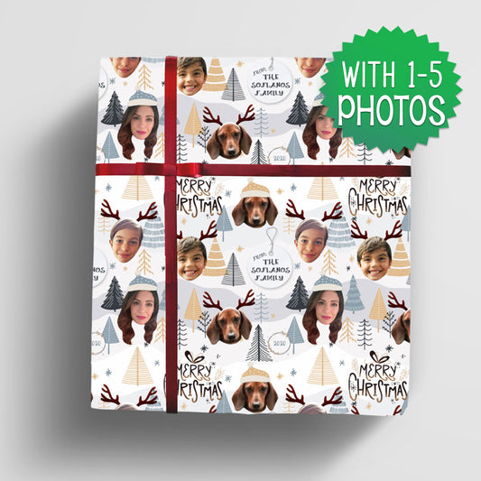 Personalized Family Christmas Gift Wrap - Custom Face wrapping paper