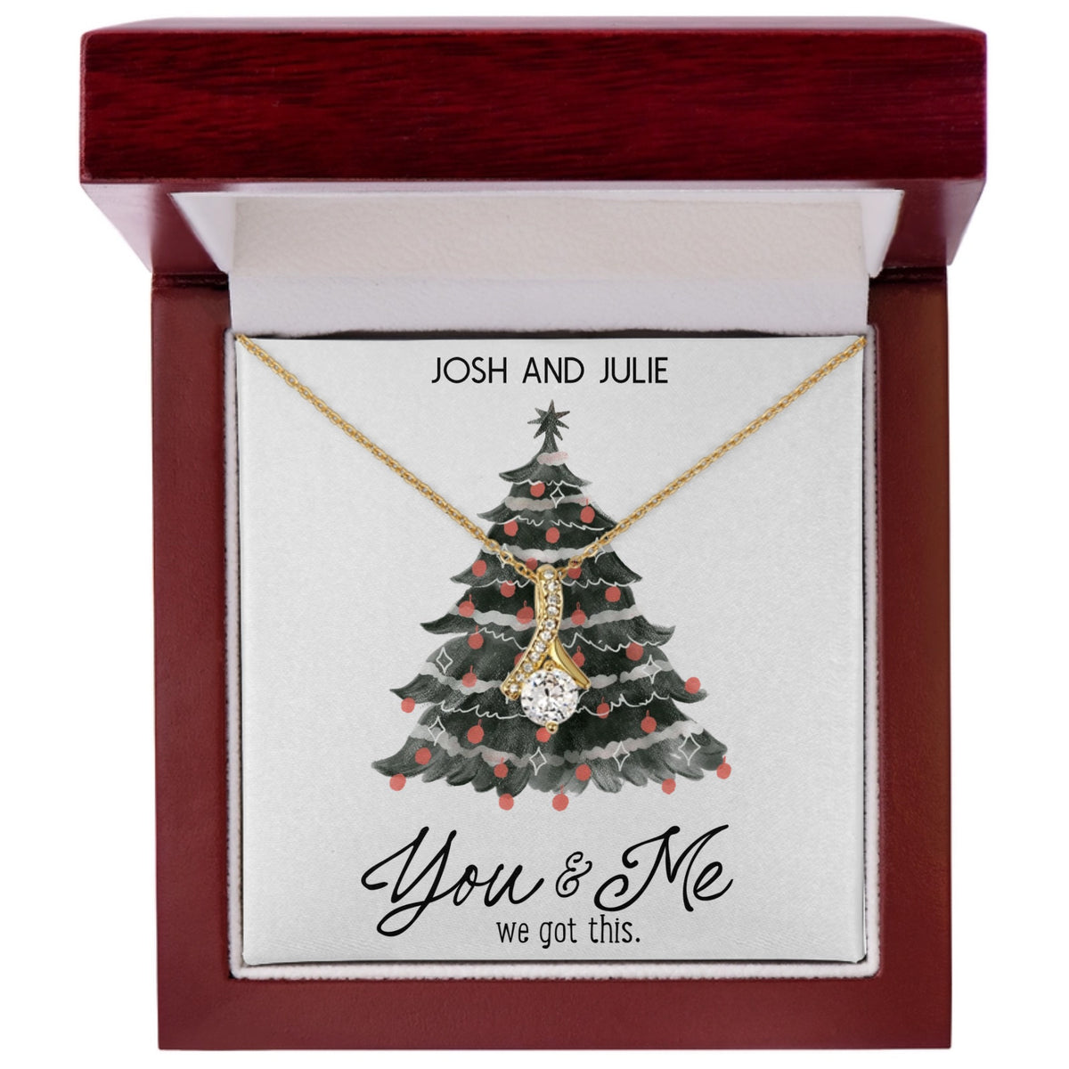 Elegant diamond pendant necklace in gift box