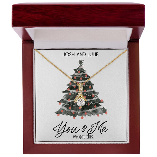 Elegant diamond pendant necklace in gift box