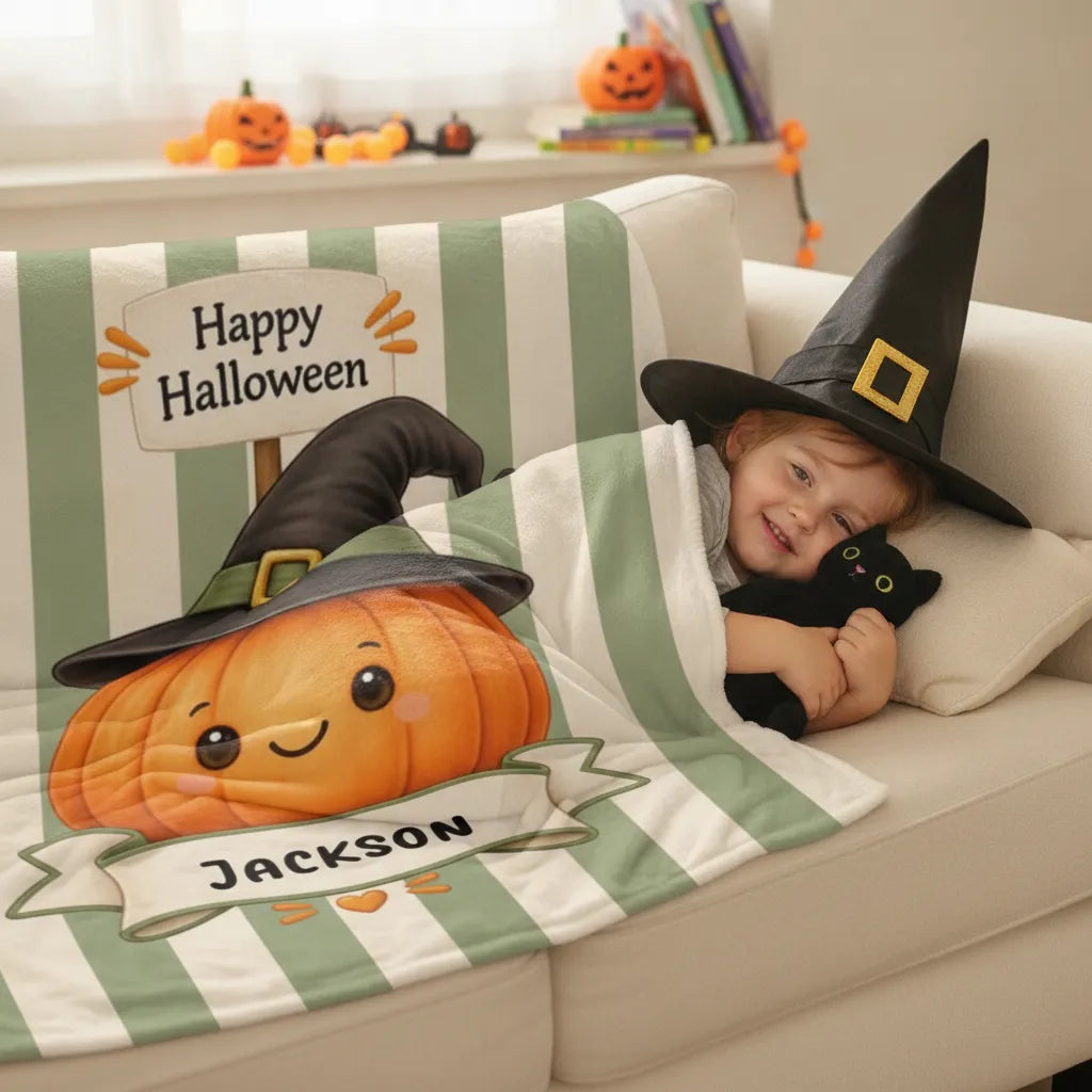 personalized Halloween name blanket gift for kids