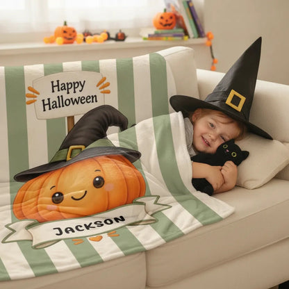 personalized Halloween name blanket gift for kids