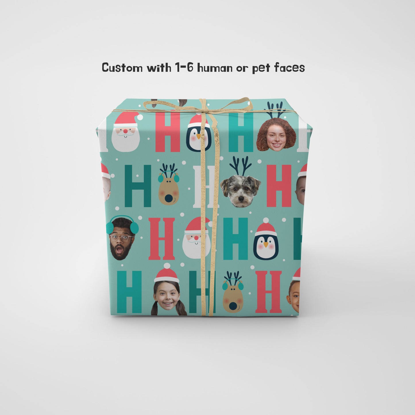 christmas holiday family gift wrap with multiple photos