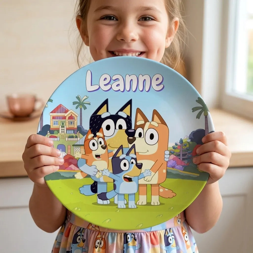 personalized Bluey plate, christmas gift idea for children