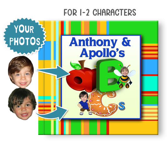 personalized ABC book for toddlers, custom book for multiple kids
