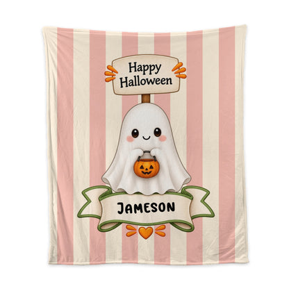 personalized ghost Happy Halloween blanket for childrens gift