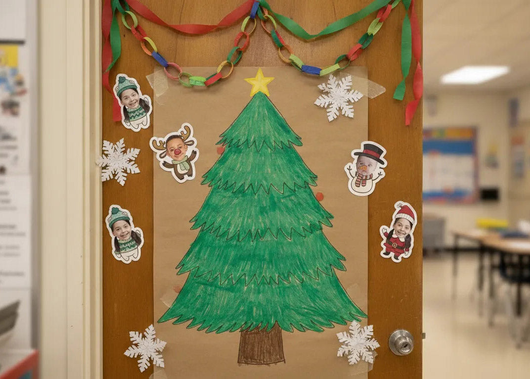 Printable Christmas photo cupcake toppers featuring child's photo for DIY holiday decorations
