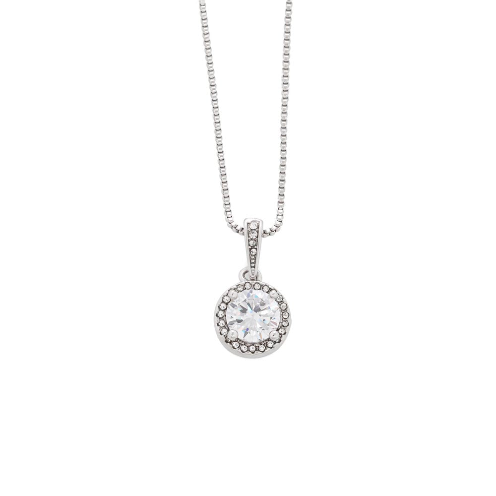 Elegant silver pendant necklace with special personalized card for Mom