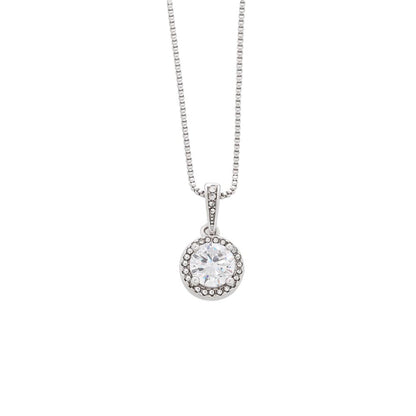 Elegant silver pendant necklace with special personalized card for Mom