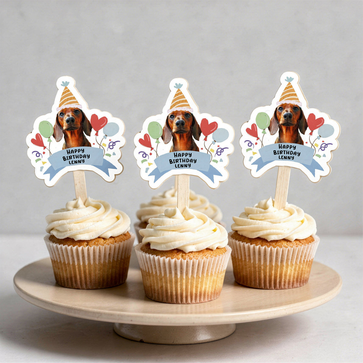 birthday party for pet, diy birthday party cupcake toppers printable with your pets photo