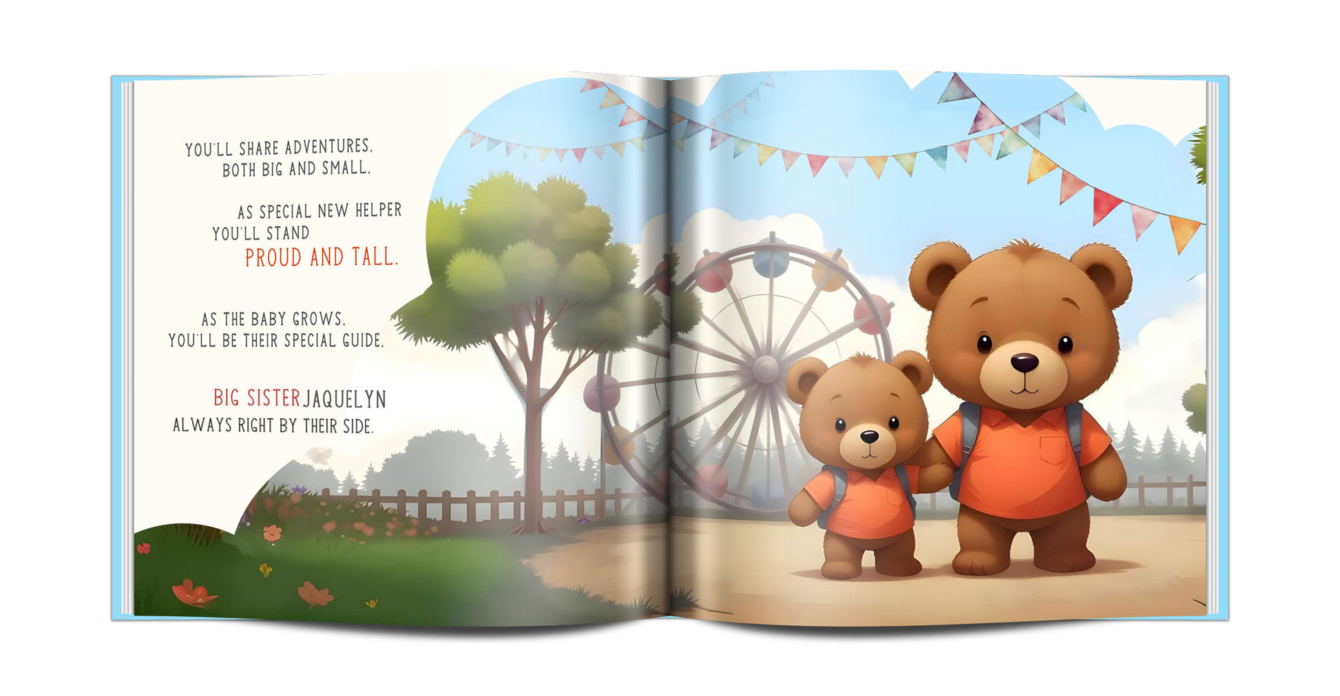 big sister personalized story book custom made with name, personalized big sister name book