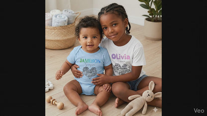 Personalized All About Me "I AM" Kids Heart t-shirts and baby onesies
