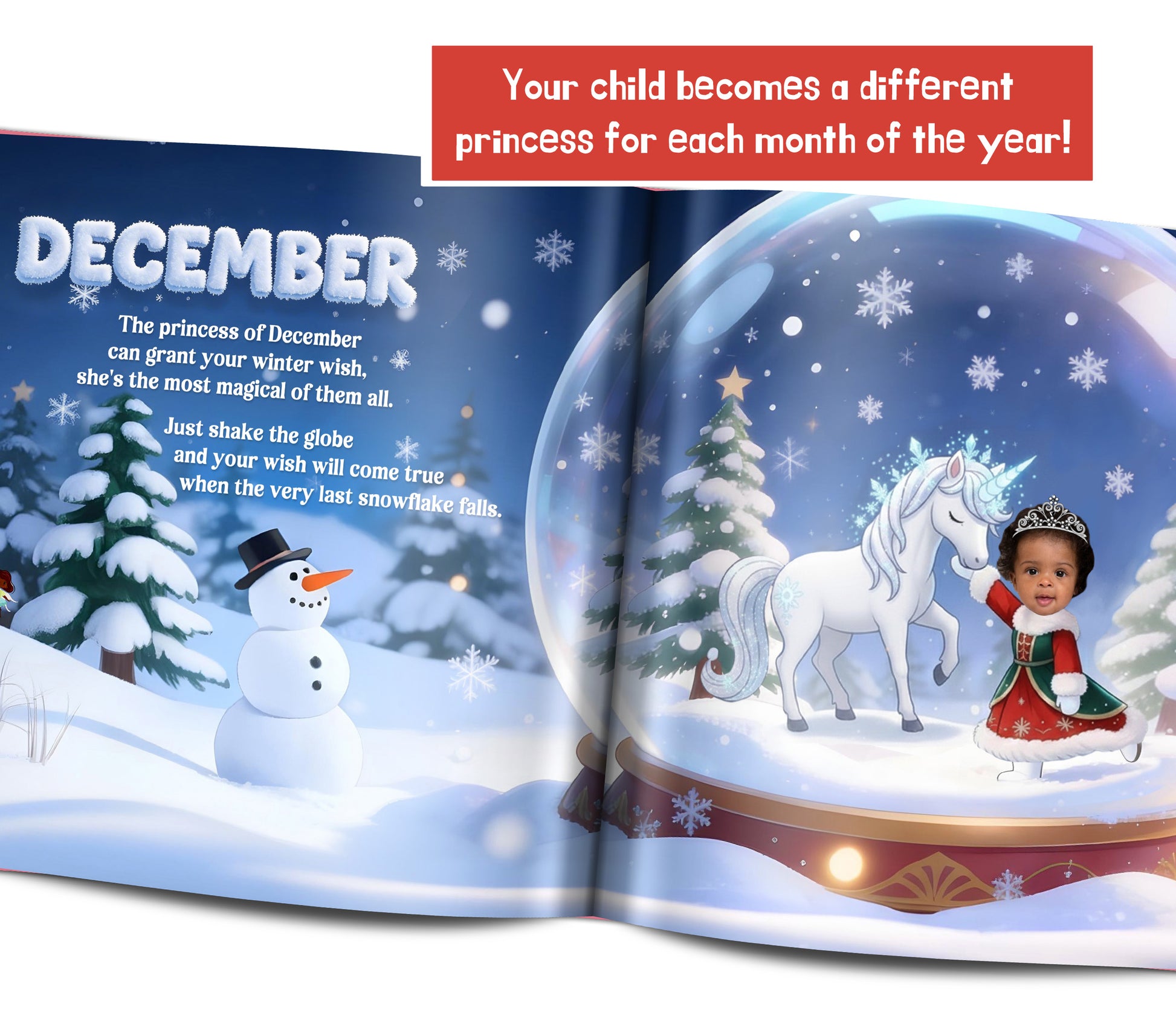 personalized christmas gift for girls who love princesses and unicorns, custom princess book