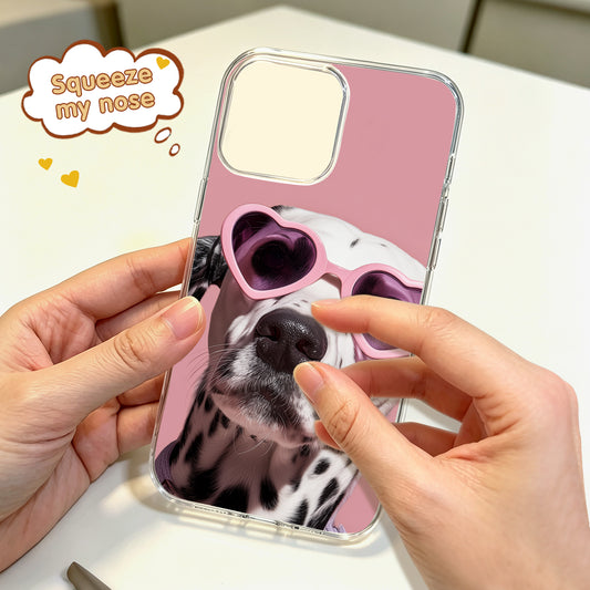 Personalized dog photo phone case with squishy dog nose