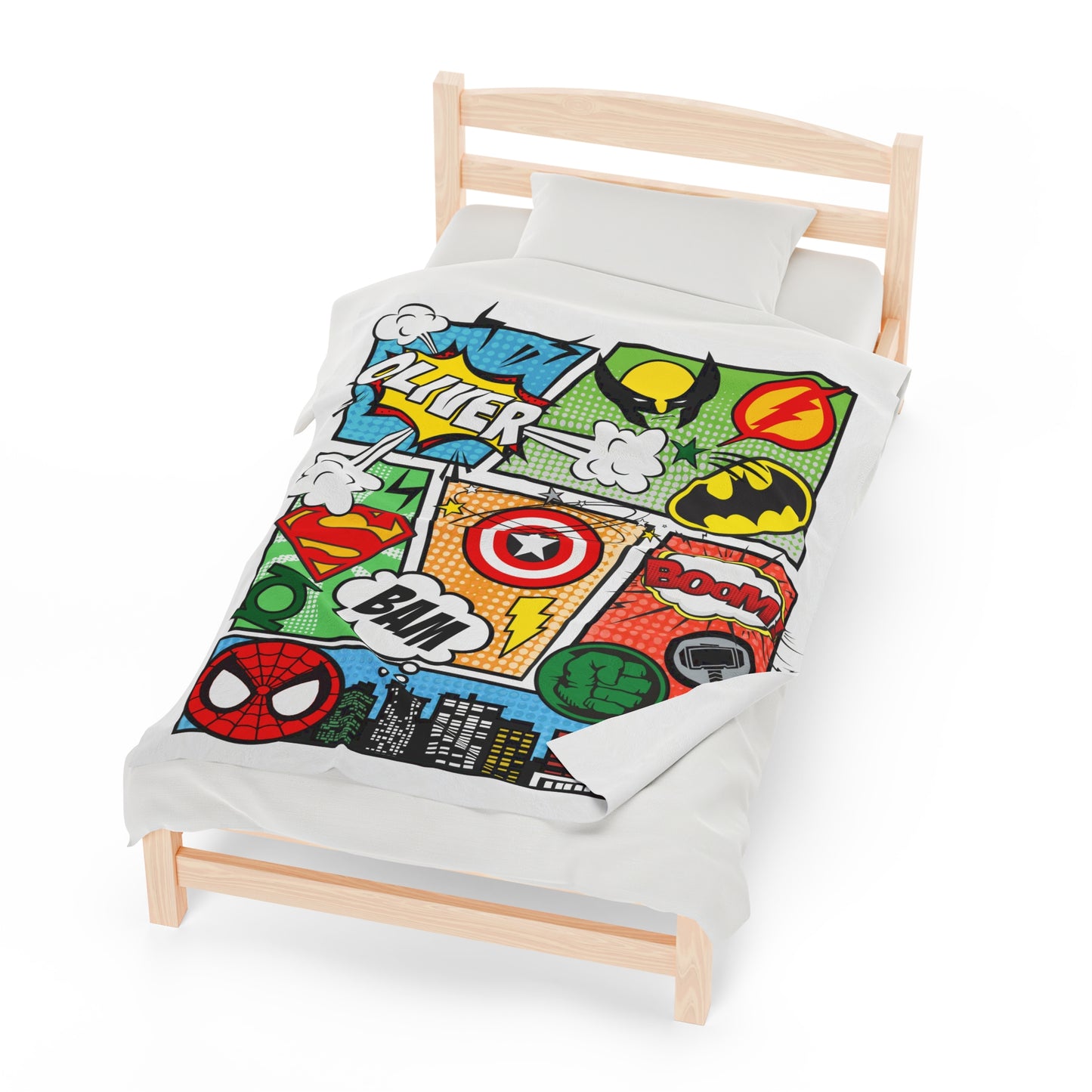 Personalized Superhero Blanket - Custom Comics Name Blanket for Kids, personalized batman spiderman blanket, custom blanket for boys