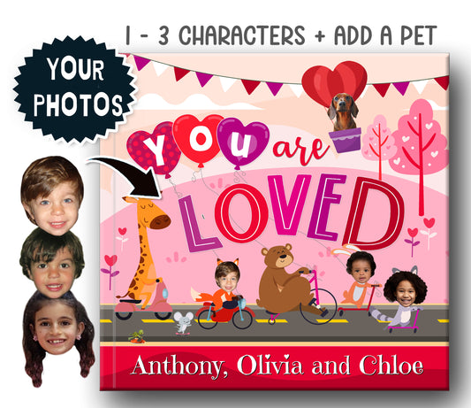 Valentine's Day Personalized Love Book for up to 3 Kids