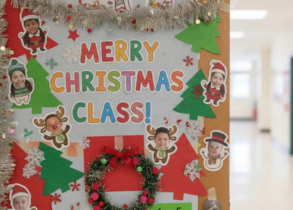 Personalized Christmas cupcake toppers with photo customization for kids' holiday parties