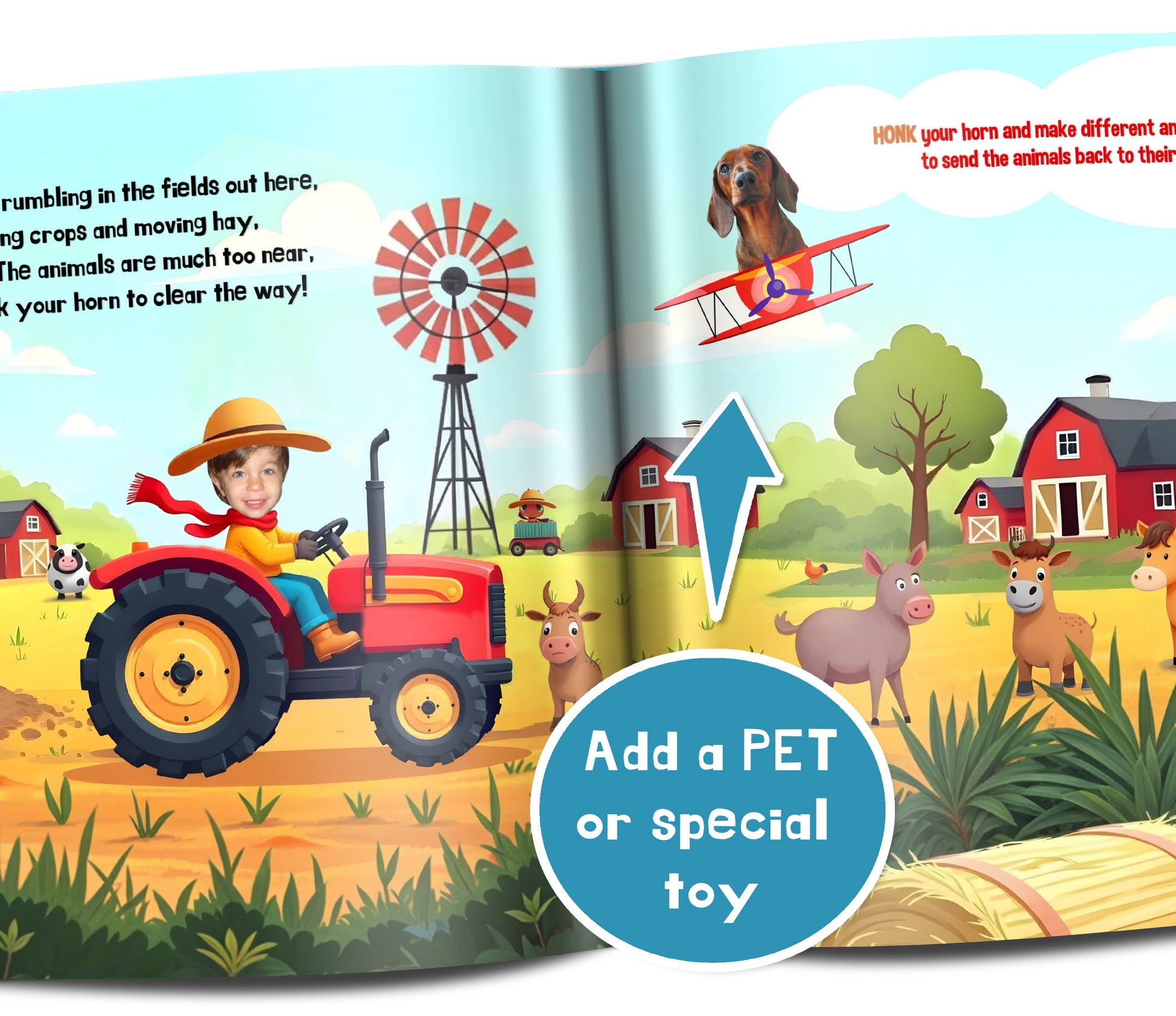personalized cars books for multiple children with photo and name and their pet, farm story book for kids