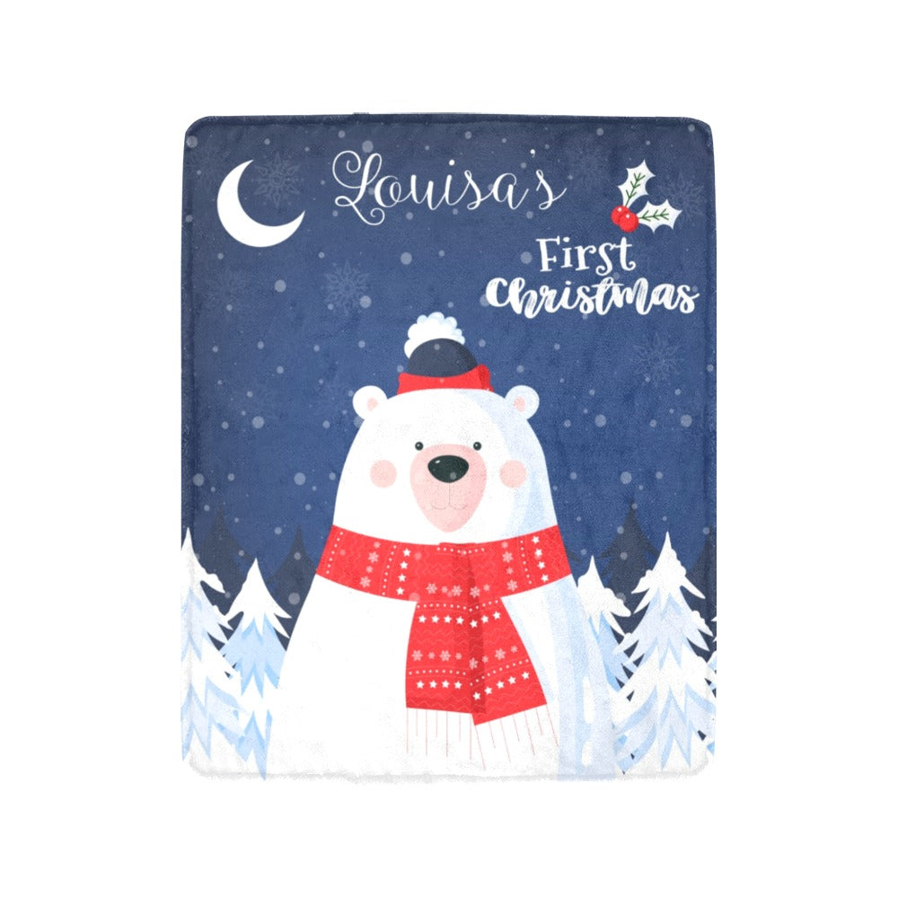 personalized christmas baby blanket - baby bear blanket 