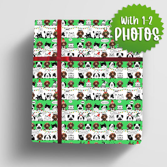 Personalized Family Gift Wrap - pet gift wrap, custom pet christmas wrap