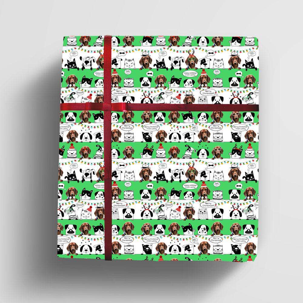 Personalized Pet Christmas Wrapping Paper xmas pet wrap
