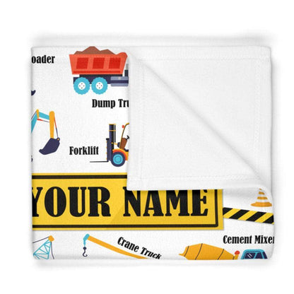 construction blanket, trucks blanket, red truck blanket, custom name blanket