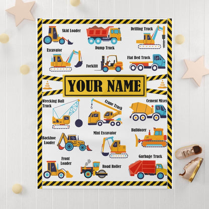 construction blanket, trucks blanket,fleece throw blanket name blanket