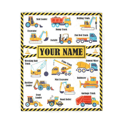 construction blanket, trucks blanket, red truck blanket, custom with name blanket