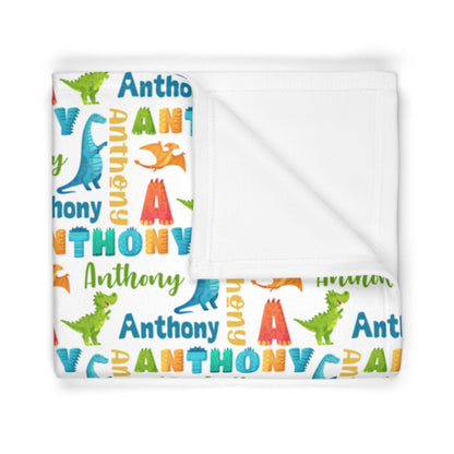 Dino Name Blanket - Custom blanket with name - Dinosaur Blanket