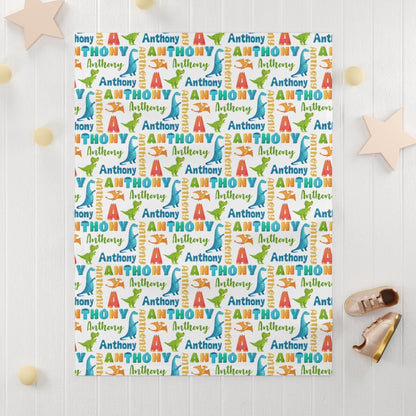 Dino Name Blanket - Custom blanket with name - Dinosaur Baby Blankets