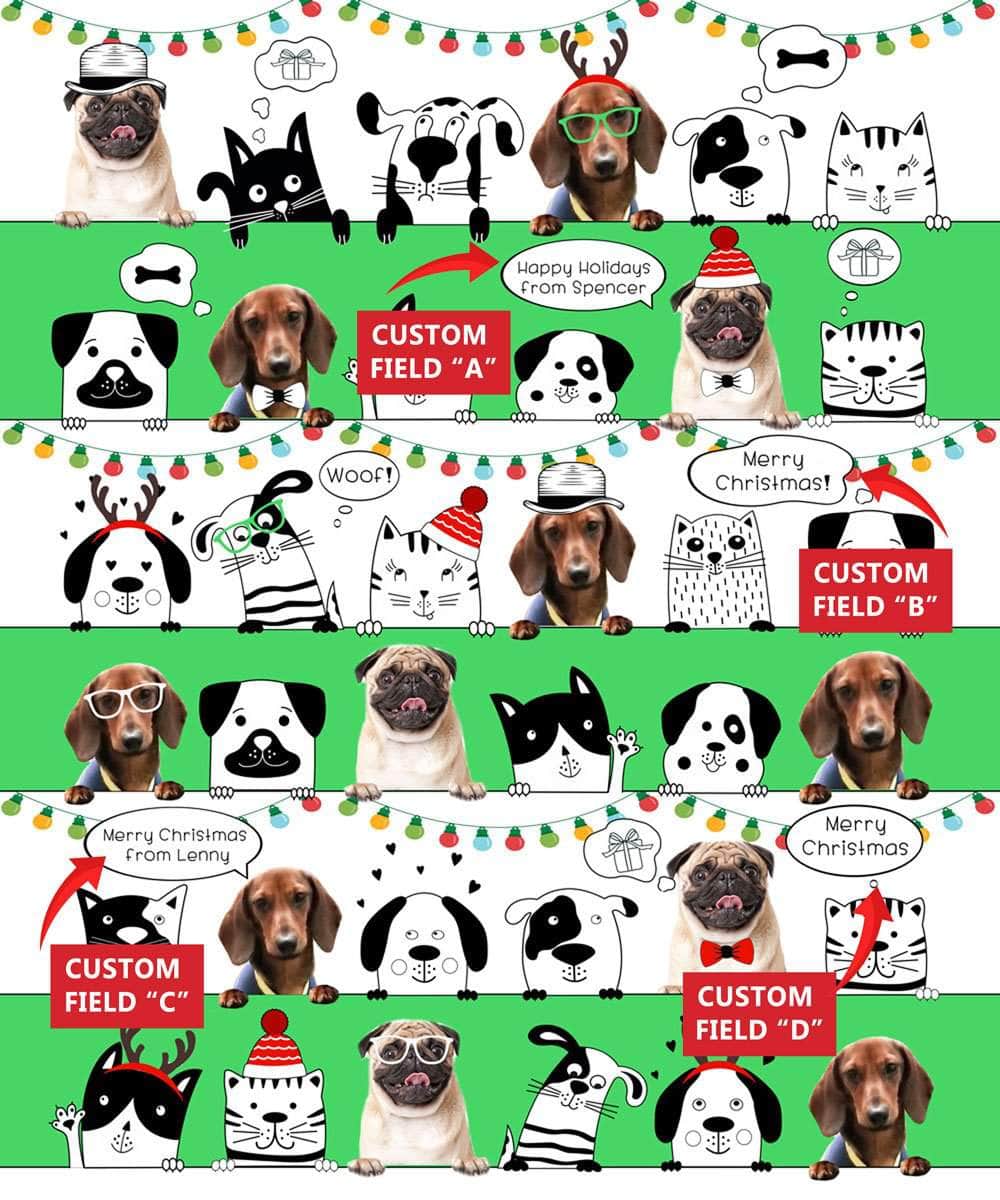 Personalized pet Christmas Wrapping Paper, with 1-5 photos