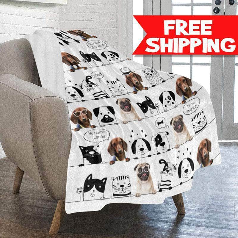 personalized pet blanket dog cat with photo free shipping