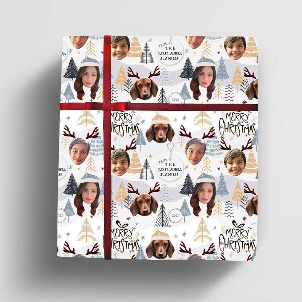 Personalized Christmas Wrapping Paper, with 1-5 photo faces, Personalized Family Christmas Gift Wrap - Custom Face wrapping paper