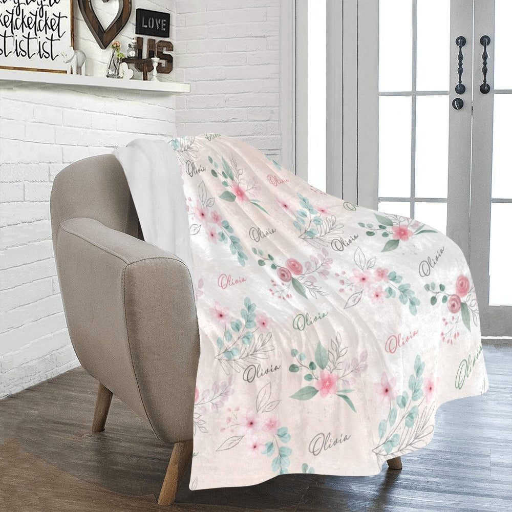 Personalized Baby Blanket - Floral Baby Blanket, newborn blanket for girls