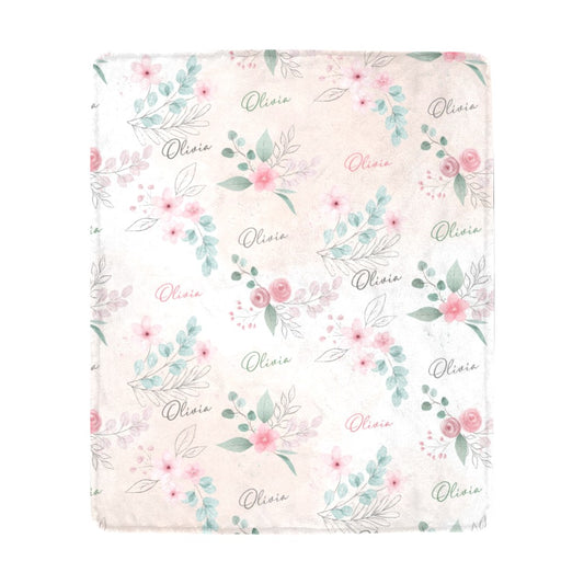 Personalized Baby Blanket - Floral Baby Blanket, baby name bedding