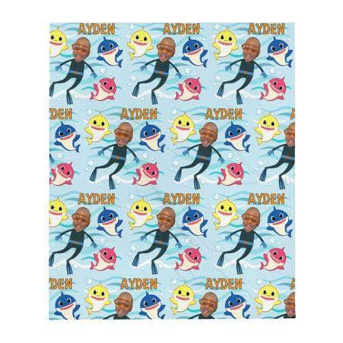 Baby Shark Blanket - Personalized with photo and name blanket My Custom Kids Books 