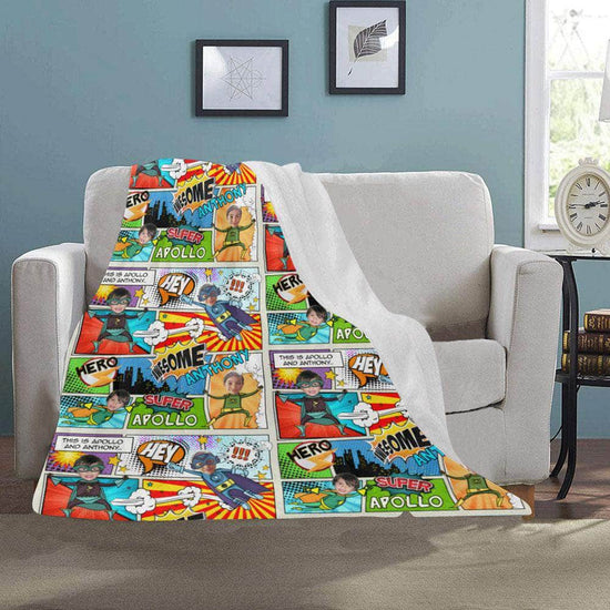 Personalized Blanket Comics for 12 kids, add a pet! My Custom Kids